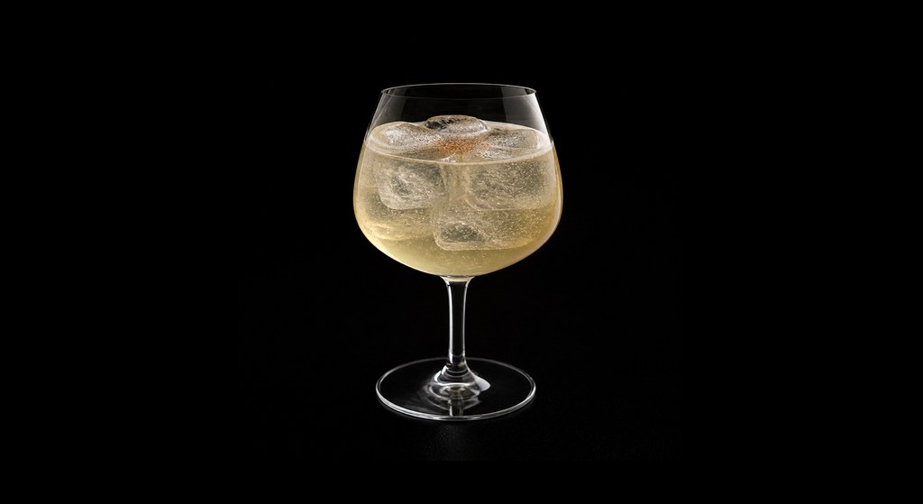 Jenever Punch cocktail on a dark studio background