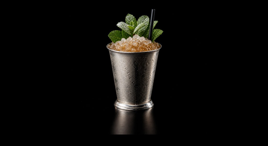 Julep’s Prescription Julep cocktail on a dark studio background