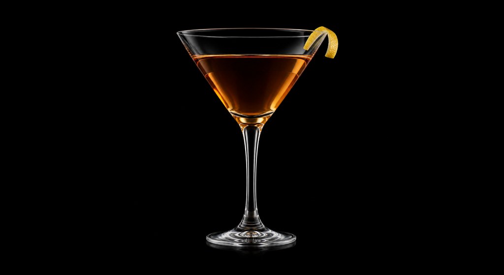 Kentucky Colonel cocktail on a dark studio background