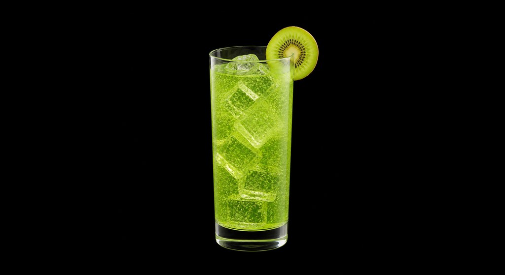 Kiwi Lemon cocktail on a dark studio background