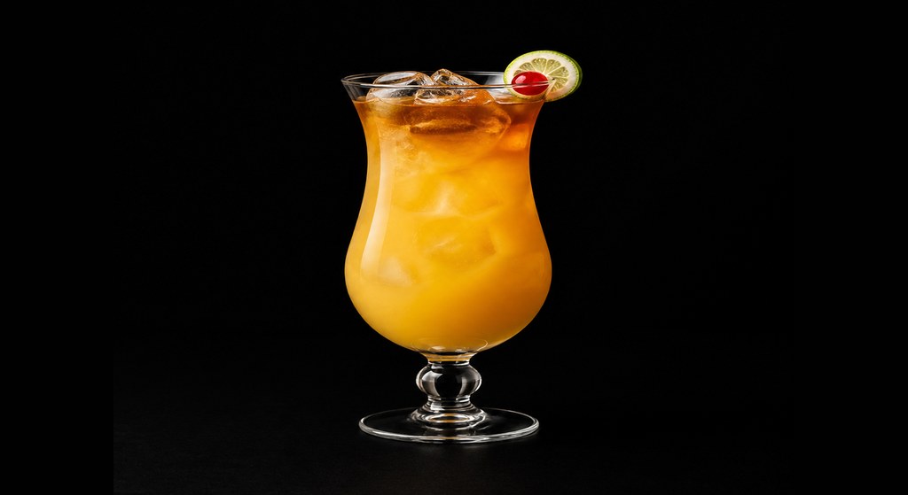 L.A. Sunrise cocktail on a dark studio background