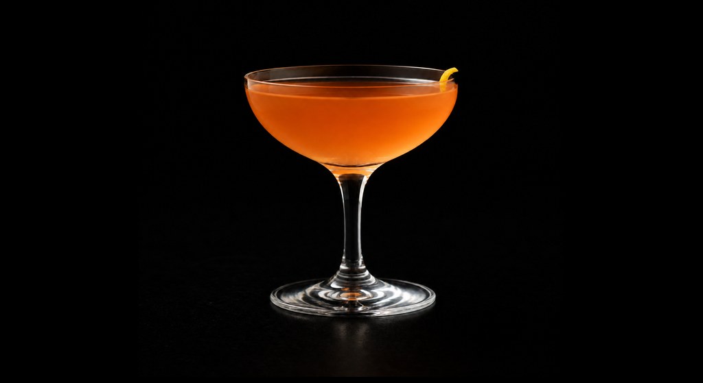 Last Flight cocktail on a dark studio background