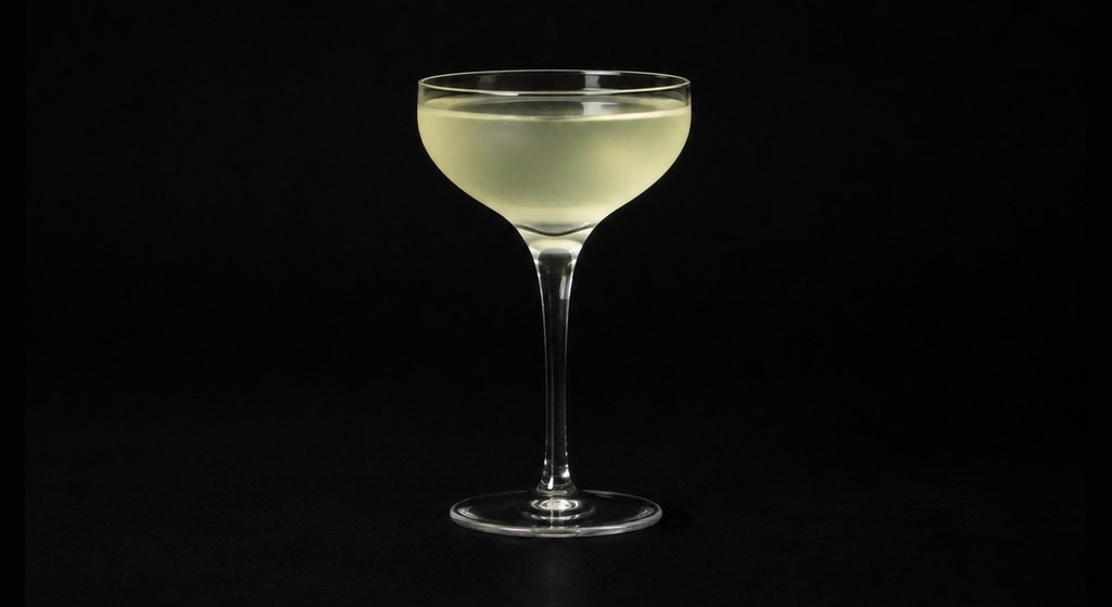 Last Word cocktail on a dark studio background