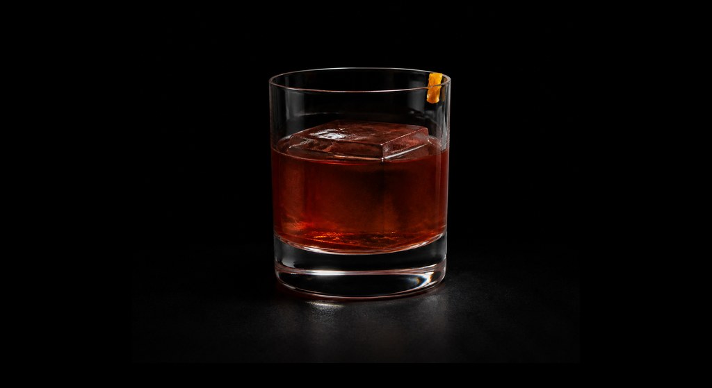 Lavarello cocktail on a dark studio background