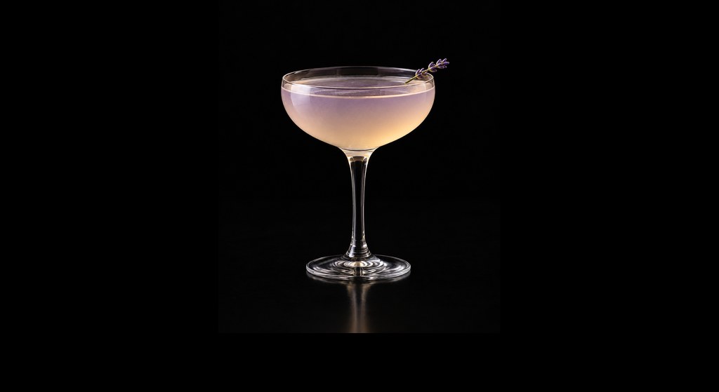 Lavender & Honey Daiquiri cocktail on a dark studio background
