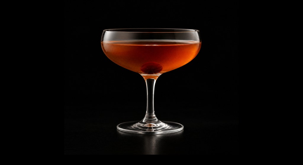L'Heritage cocktail on a dark studio background