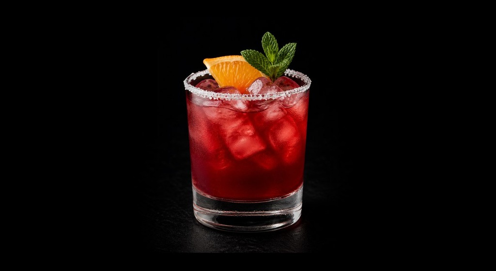 Limantour's Jamaica Cocktail cocktail on a dark studio background