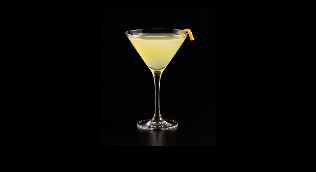 Limoncello Martini cocktail on a dark studio background