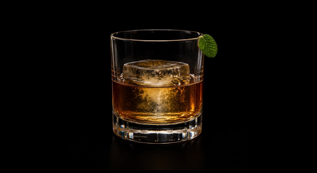 Luck of the Irish cocktail on a dark studio background