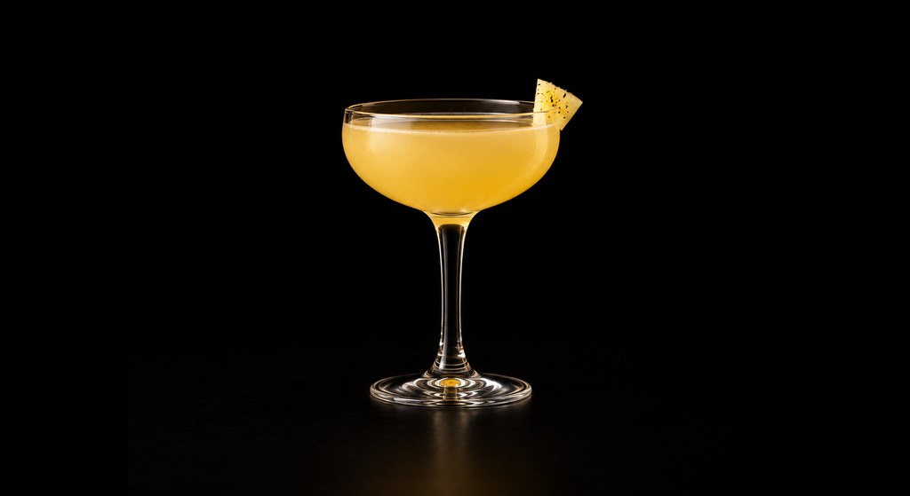Lucky Lily Margarita cocktail on a dark studio background