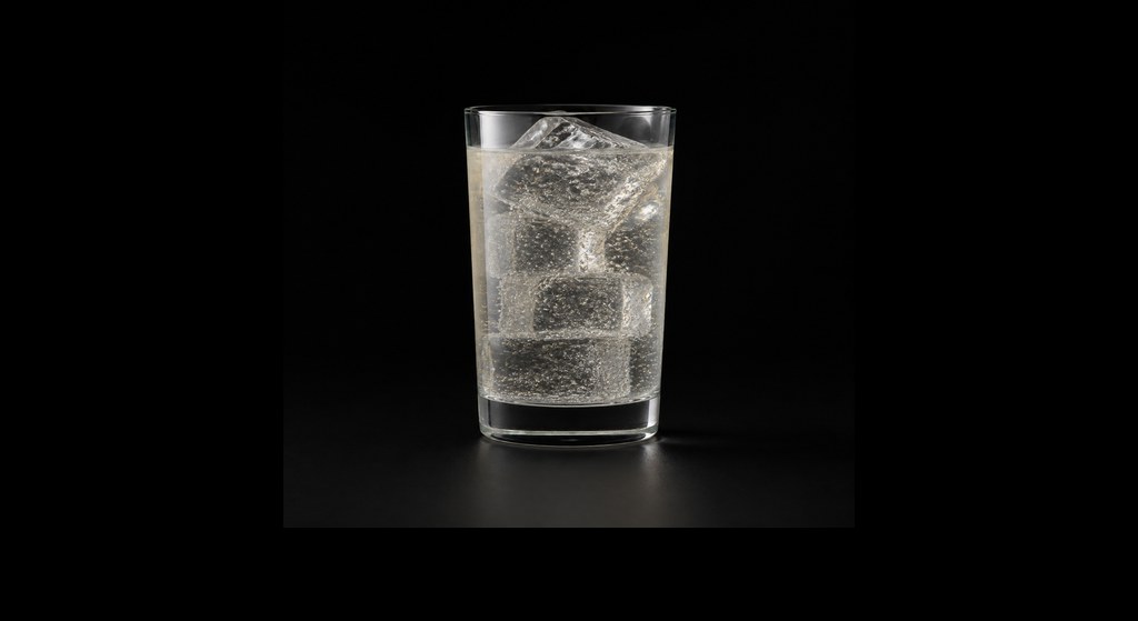 Lychee and Pear Chuhi cocktail on a dark studio background