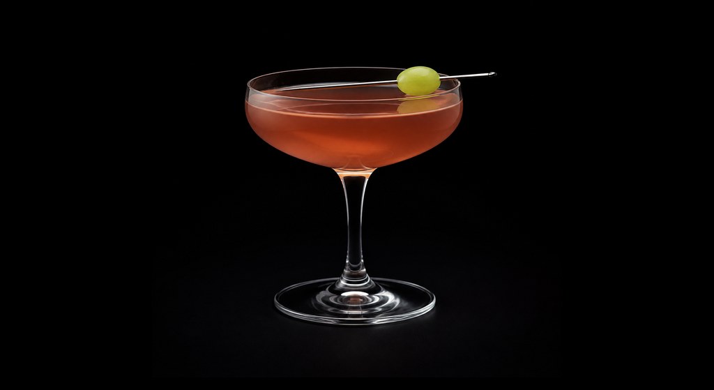 Manzoni cocktail on a dark studio background