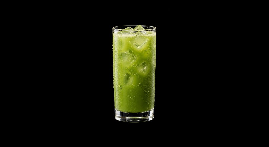 Matcha Mocktail cocktail on a dark studio background