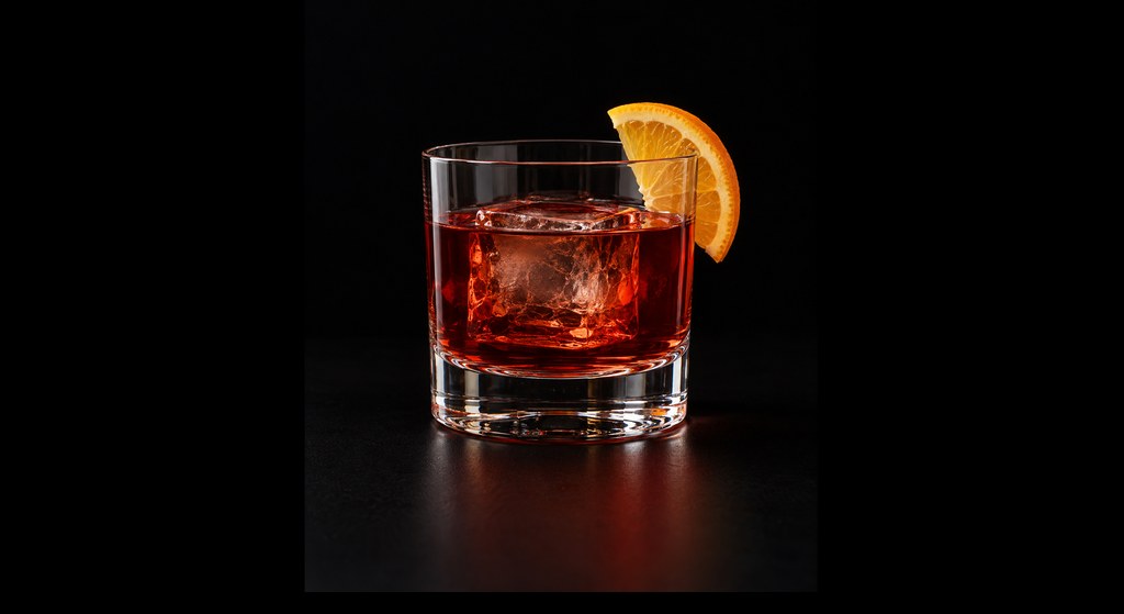 Milano Torino (Mi-To) cocktail on a dark studio background