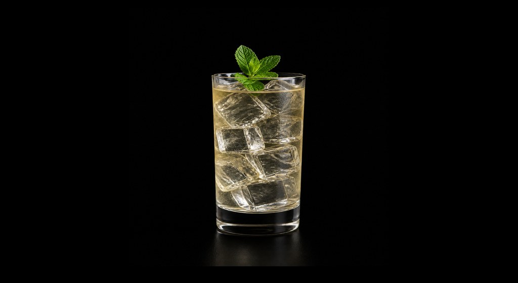 Mizuwari cocktail on a dark studio background