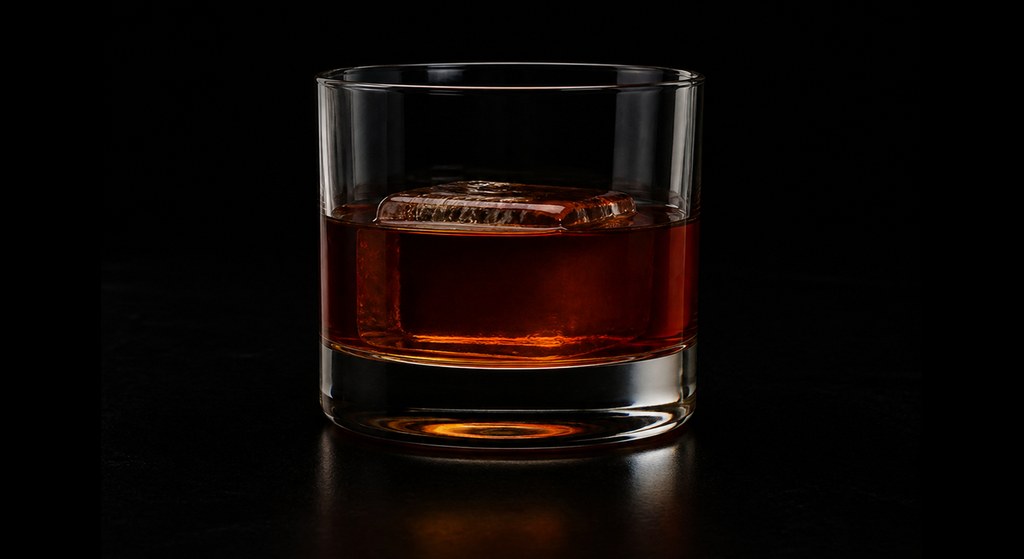 Monte Carlo cocktail on a dark studio background