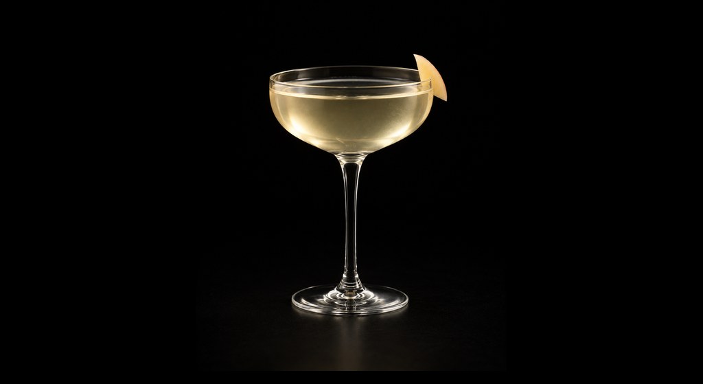 Moondream cocktail on a dark studio background