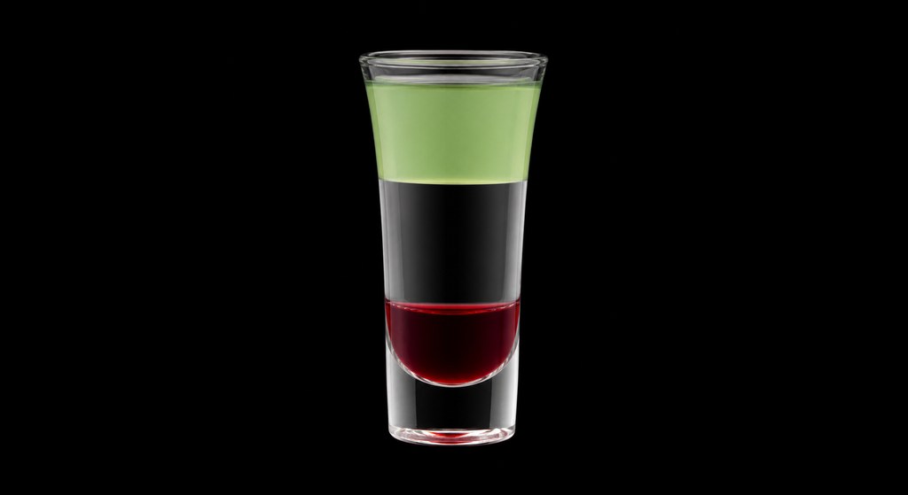 Moranguito cocktail on a dark studio background