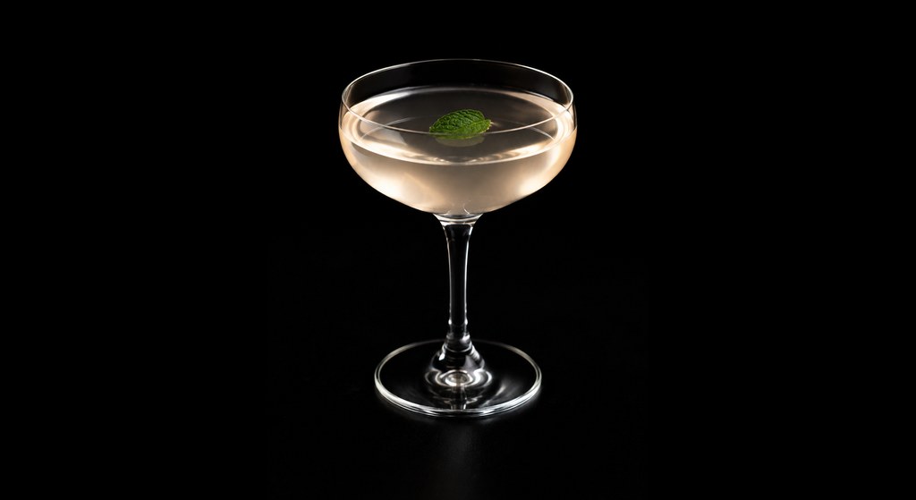Morning Dew cocktail on a dark studio background