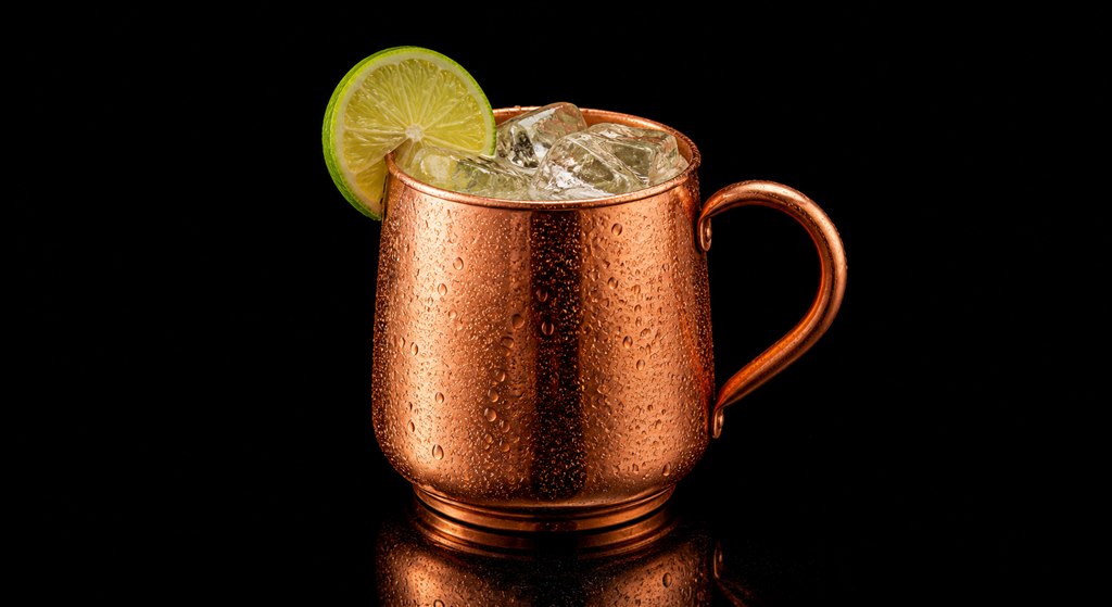 Moscow Mule cocktail on a black background