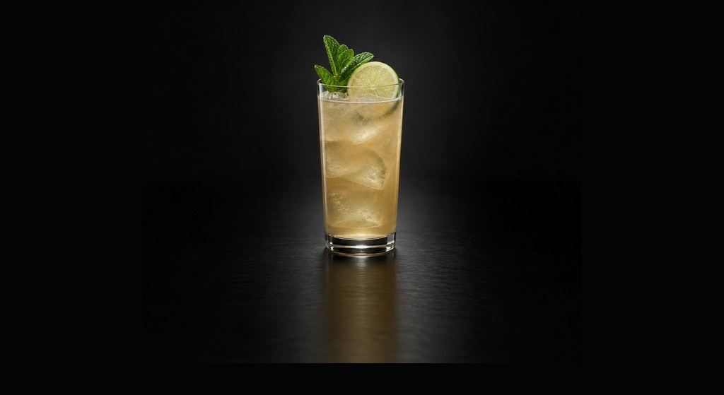 Navy Grog cocktail on a dark studio background