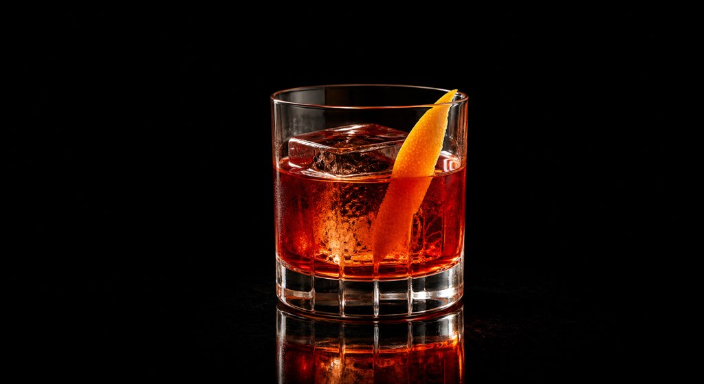 Negroni cocktail on a black background