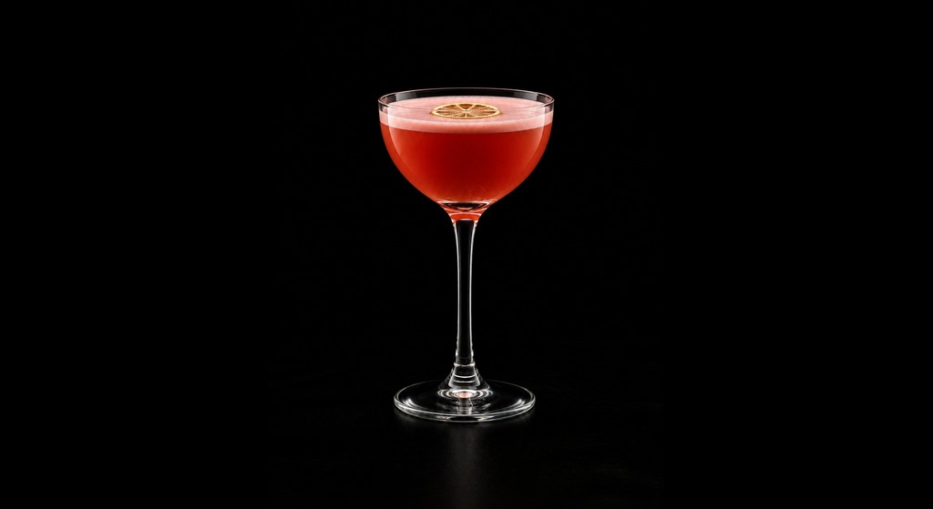 Negroni Amaro Sour cocktail on a dark studio background