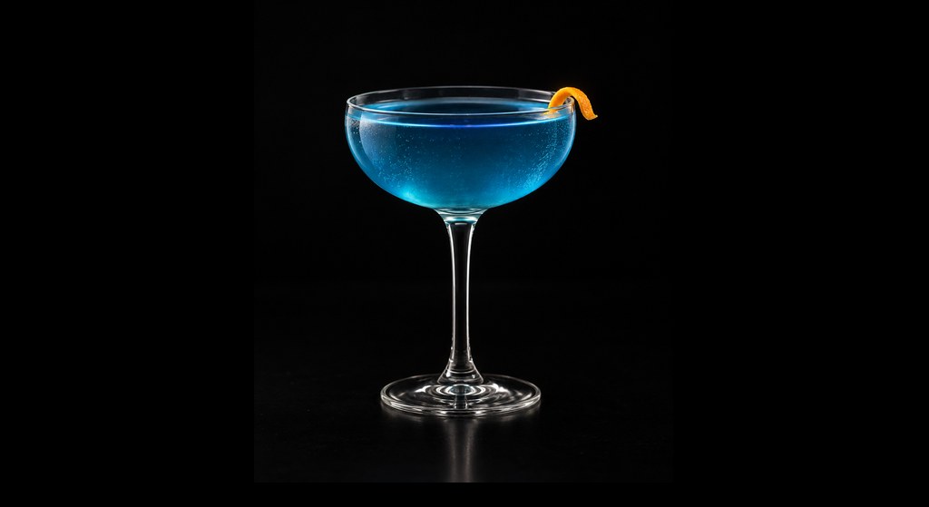 Neon Knight cocktail on a dark studio background