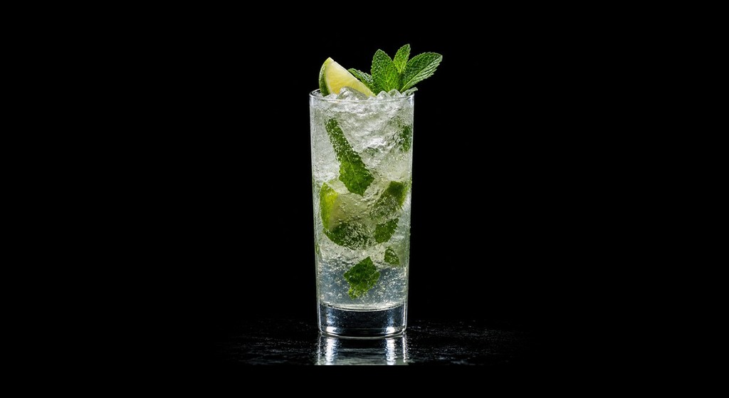 nojito cocktail on a black studio background