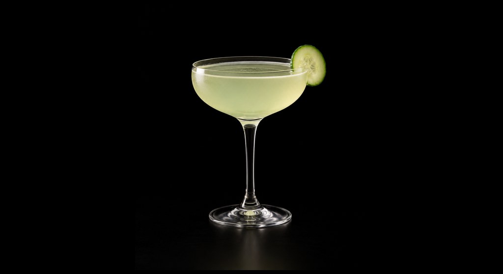Northern Garden cocktail on a dark studio background