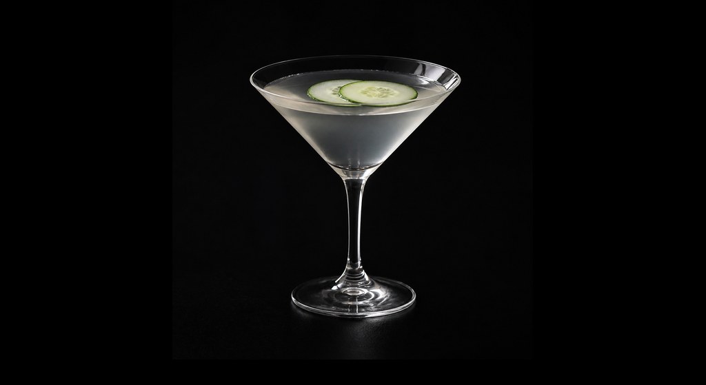 Noshino Martini cocktail on a dark studio background