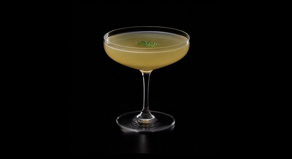 Old Dog, New Tricks cocktail on a dark studio background