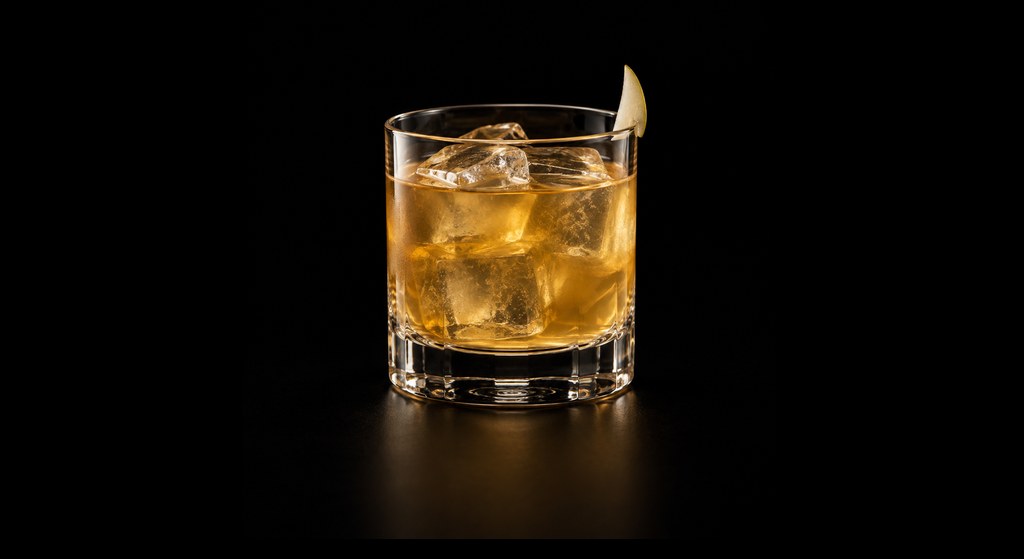 Old Money cocktail on a dark studio background