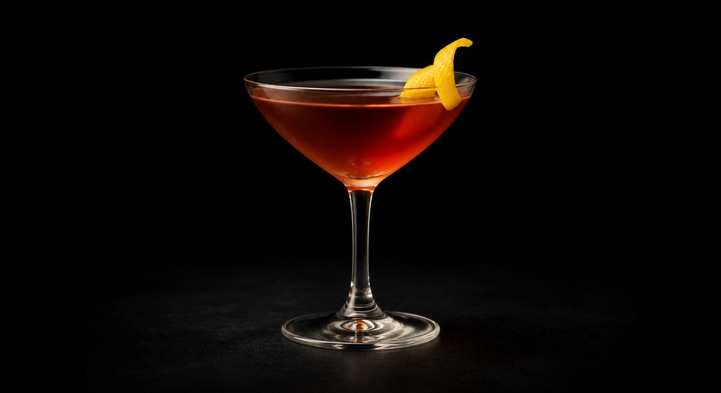 Old Pal cocktail on a dark studio background