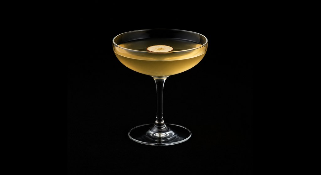 Orchard Keeper cocktail on a dark studio background