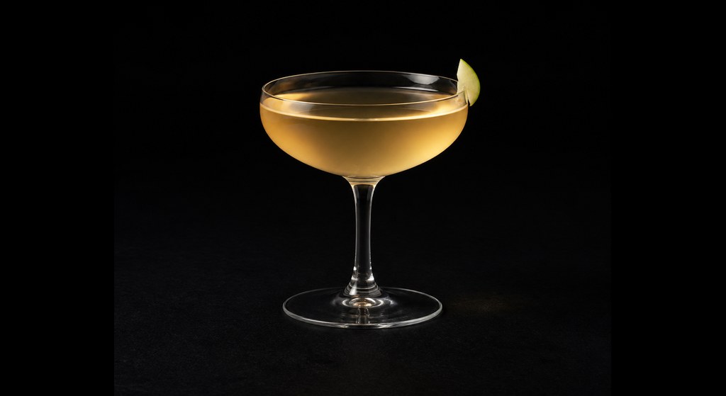 Orchard Thief cocktail on a dark studio background