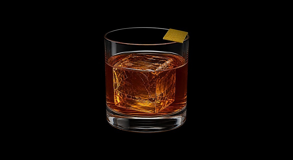 Orchard View cocktail on a dark studio background