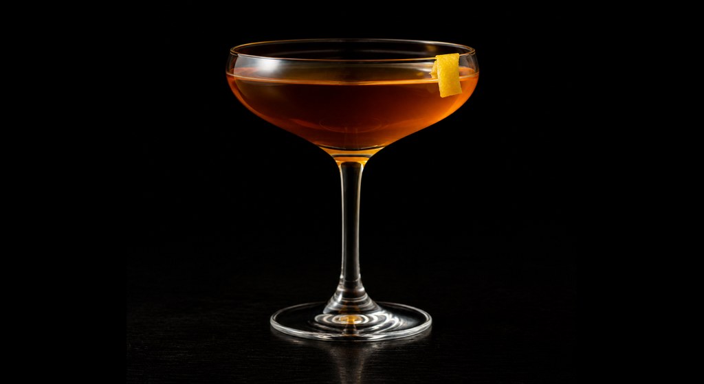 Ozymandias cocktail on a dark studio background