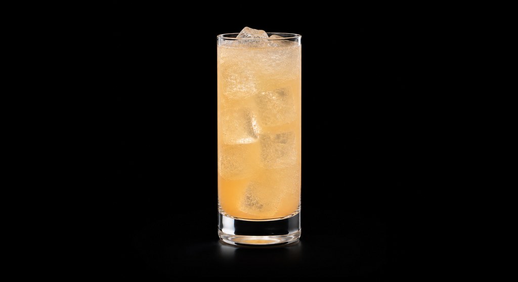 Peach Blossom cocktail on a dark studio background