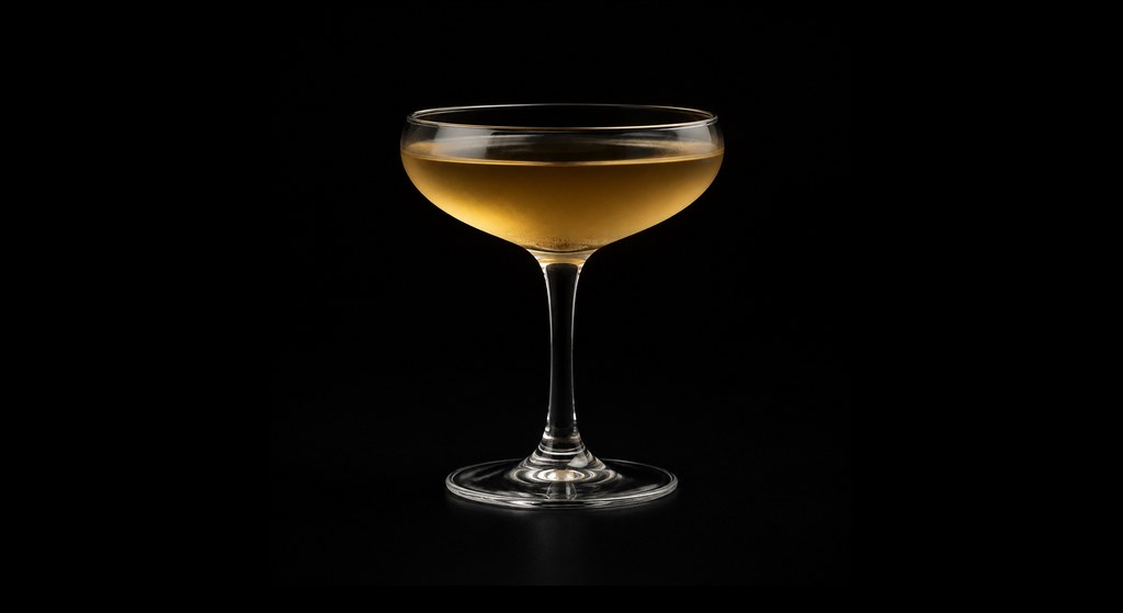 Peat's Dragon cocktail on a dark studio background