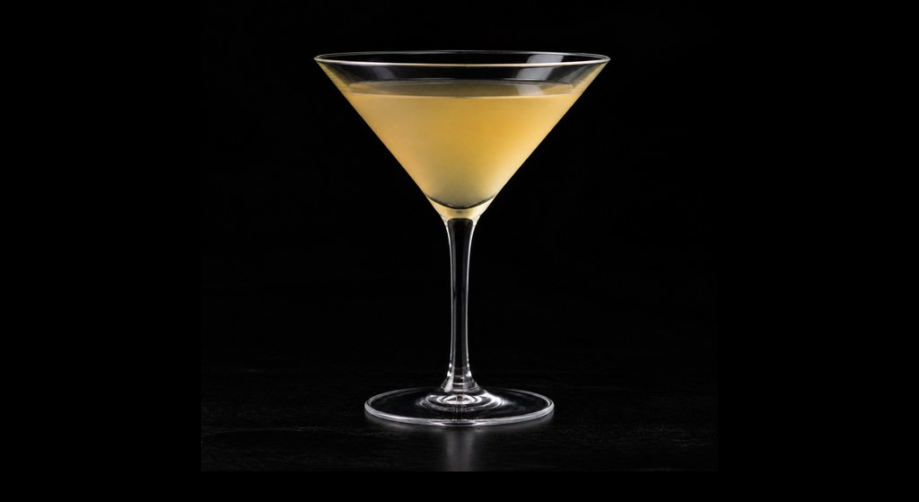 Pegu Club cocktail on a dark studio background