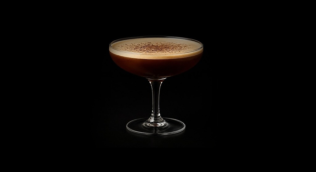 Perry Street Espresso Martini cocktail on a dark studio background