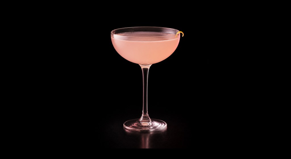 Persephone cocktail on a dark studio background