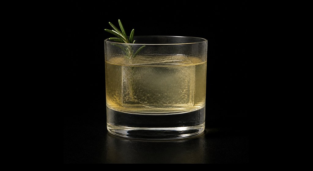 Petrichor cocktail on a dark studio background