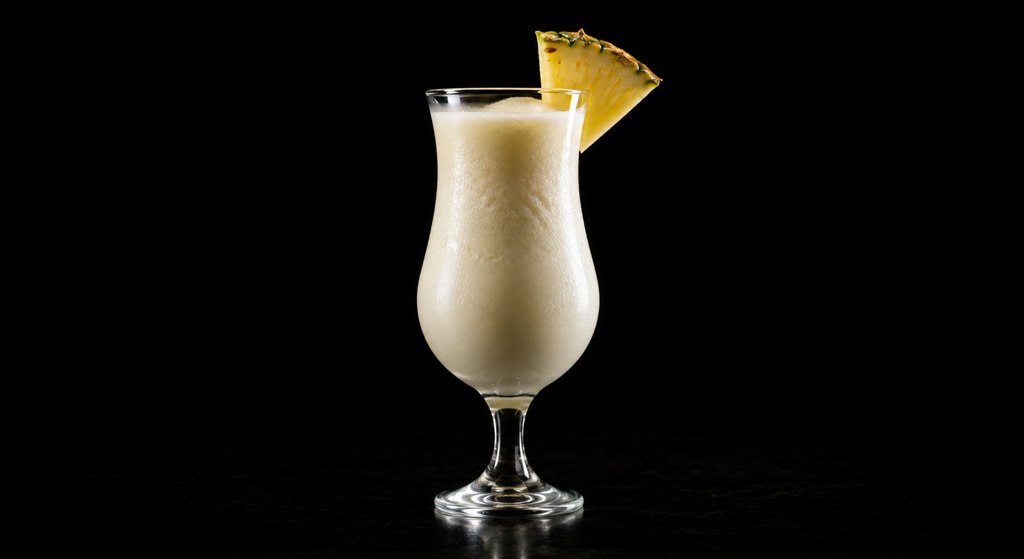 Piña Colada cocktail on a black background