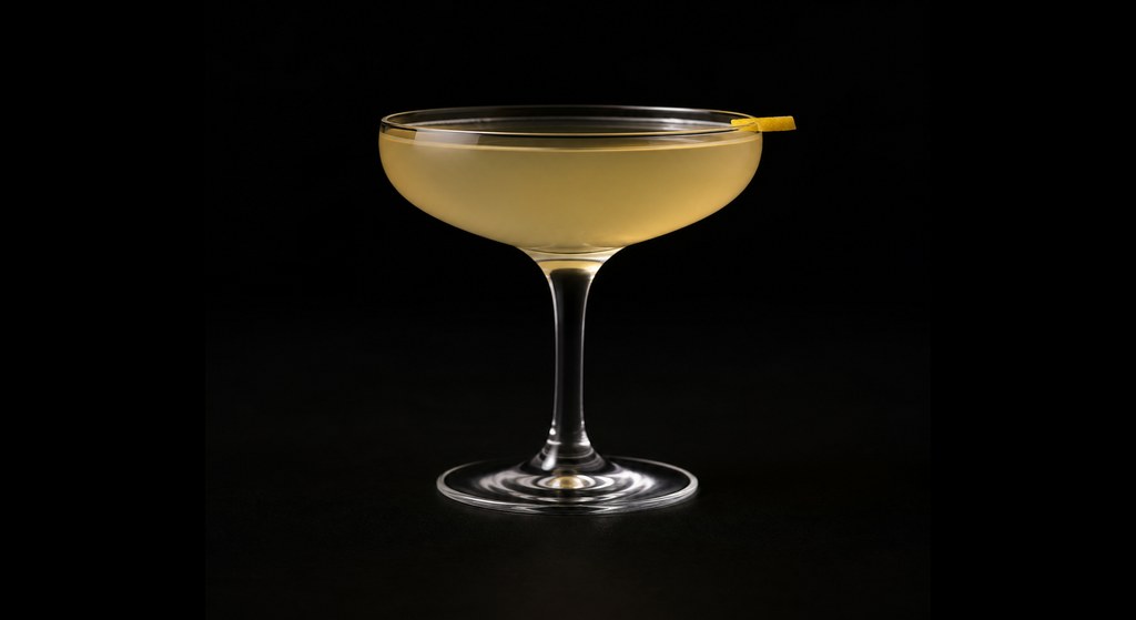 Pisco Bee's Knees cocktail on a dark studio background