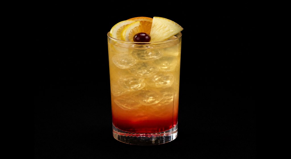 Planter's Punch No. 1 cocktail on a dark studio background