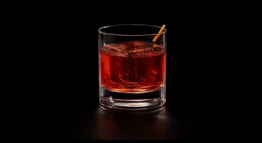 Professional cocktail on a dark studio background