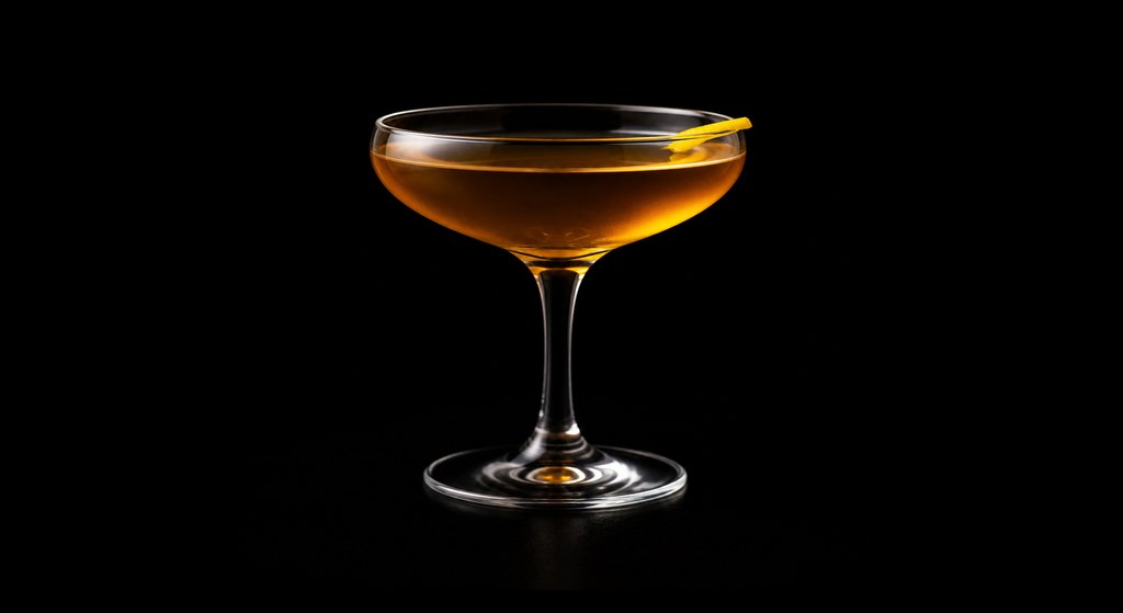 Purgatory cocktail on a dark studio background