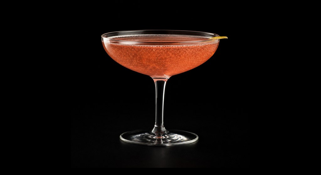 Quarter Century cocktail on a dark studio background